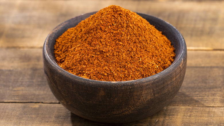 Paprika in wooden bowl