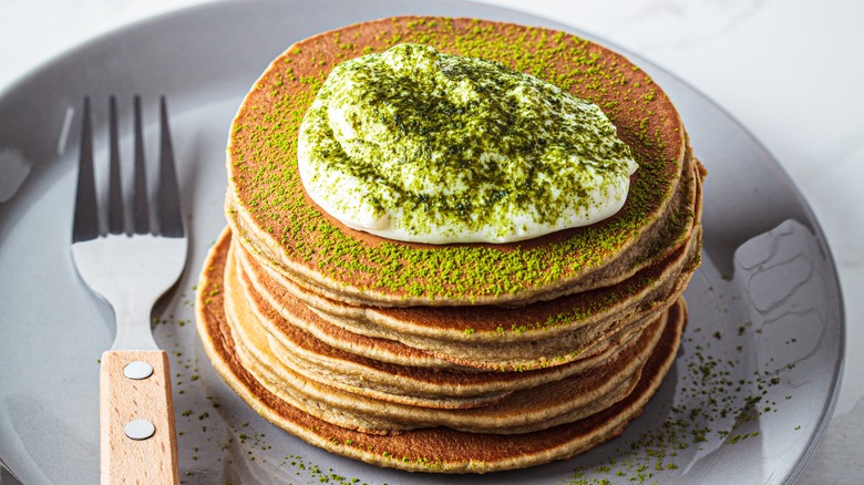 Matcha cream pancakes