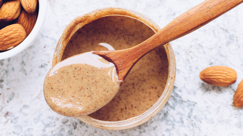 Spoonful of soft almond butter