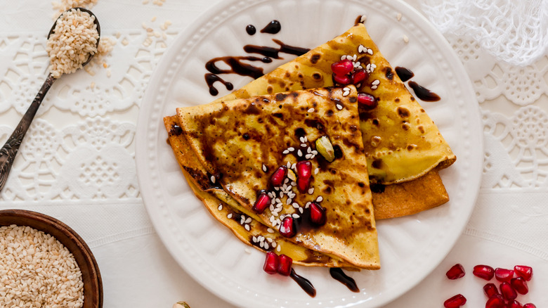 Chocolate and sesame crepes