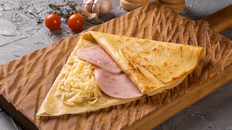 Ham and cheese crepe