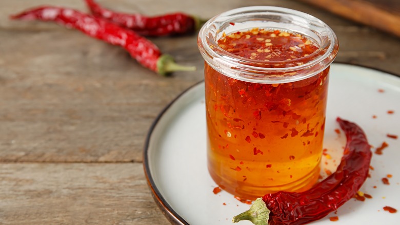 Hot honey with dried peppers