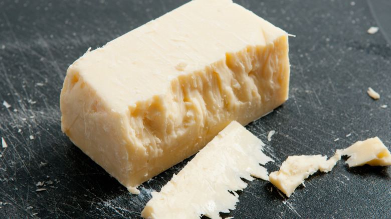 Block of white cheddar cheese