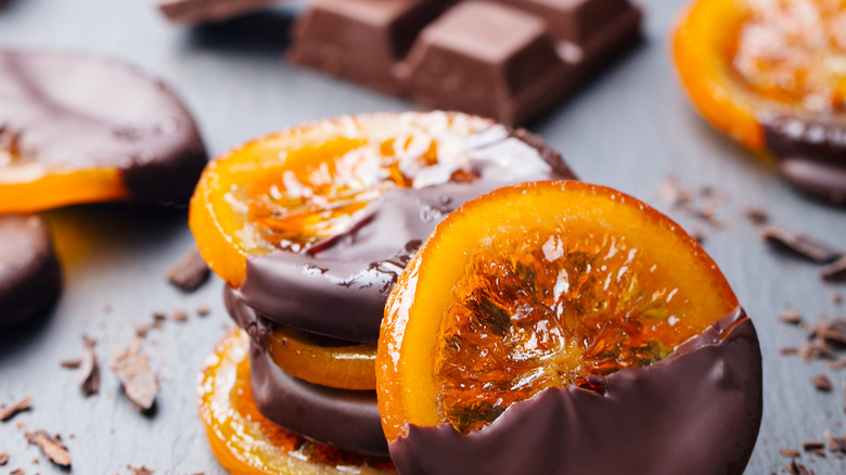 chocolate dipped candied oranges