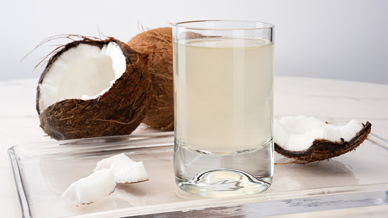 Glass of coconut water