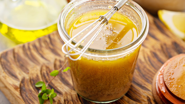 Vinaigrette in a glass jar