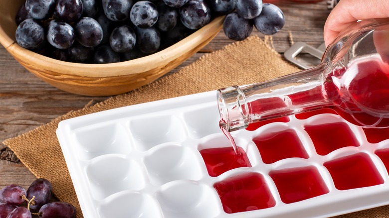 Berry wine in ice tray