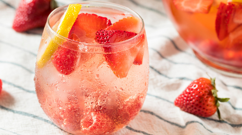 Champagne sangria with strawberries