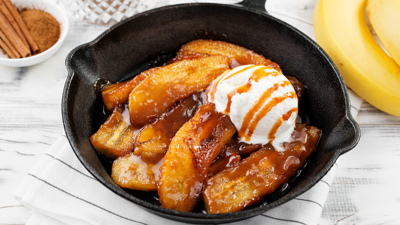 Banana Foster in a cast iron skillet