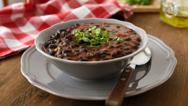 Bowl of black bean soup