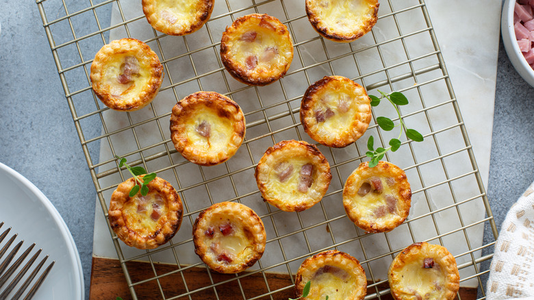 Mini quiche on cooling rack