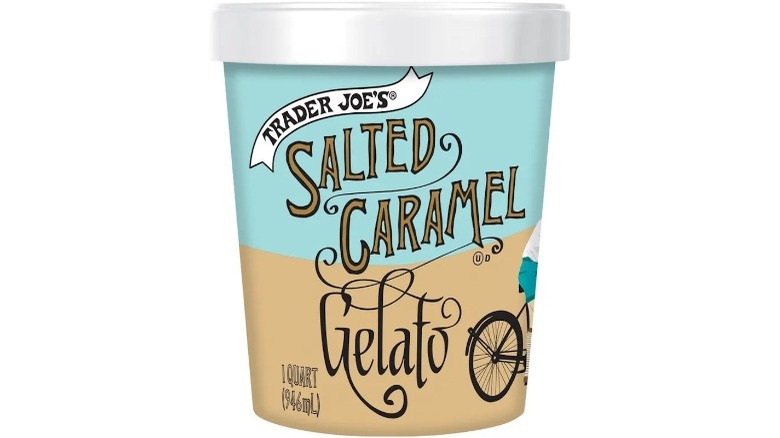 Carton of Trader Joe's Salted Caramel Gelato