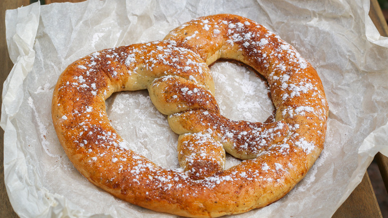 Cinnamon Sugar Pretzel on a wrapper