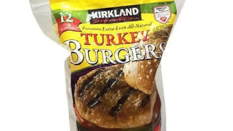 A bag of Kirkland Turkey Burgers