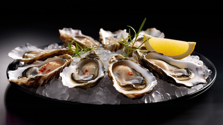 fresh oysters on bed of ice