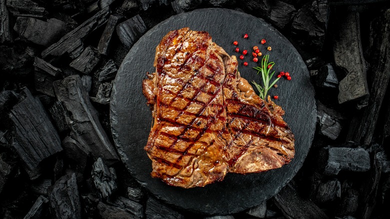 t-bone steak with grill marks