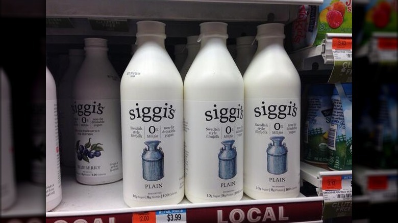 Bottles of Siggi's filmjolk