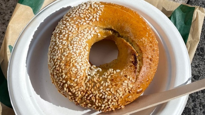 Pumpkin spice sesame seed bagel