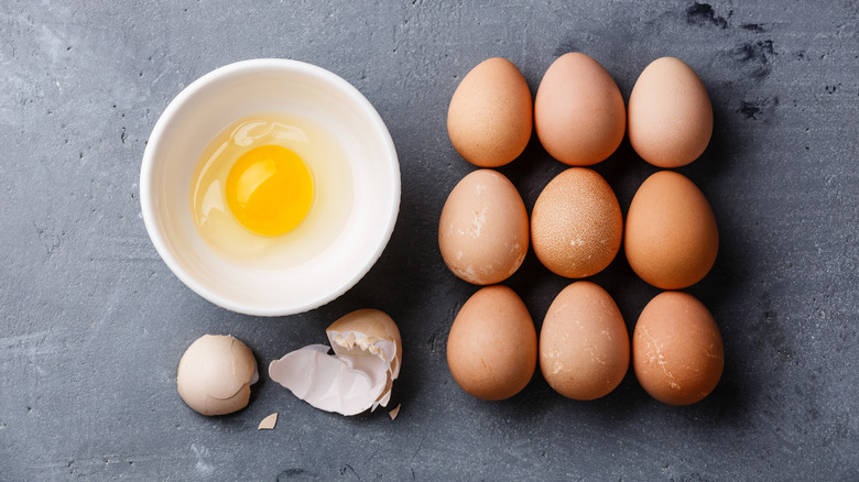 eggs and bowl with yolk