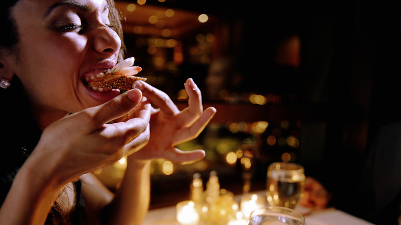 Women eating toast