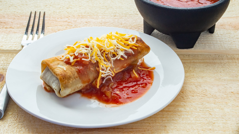 frozen burrito with salsa and cheese