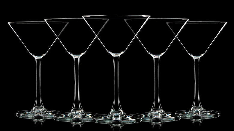 Silhouetted martini glasses