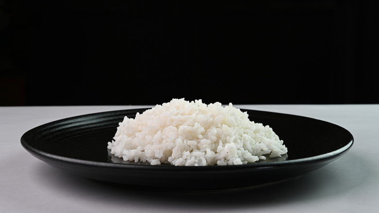 steamed white rice on plate