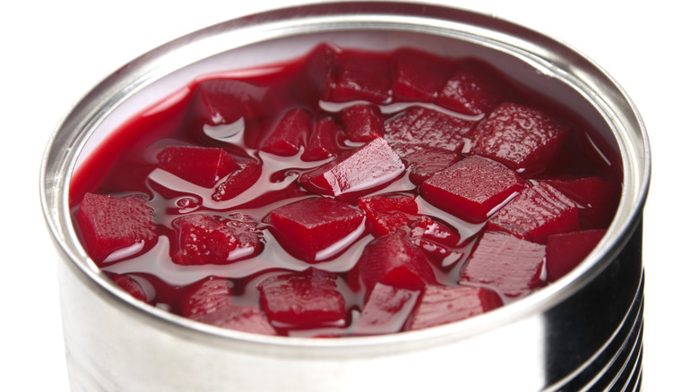 Stewed beets in a can