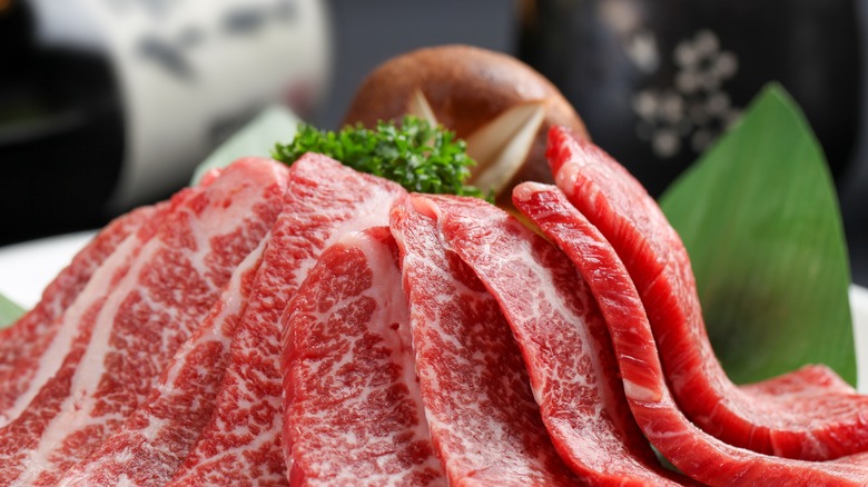 Thinly sliced Wagyu beef