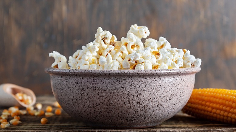 bowl of popped popcorn