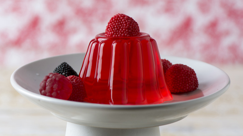 red jello on display plate