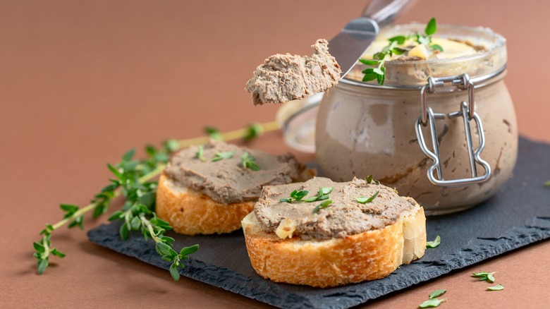 pate jar and bread