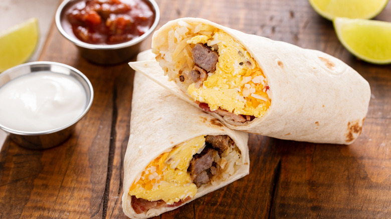 Breakfast burrito with sausage 