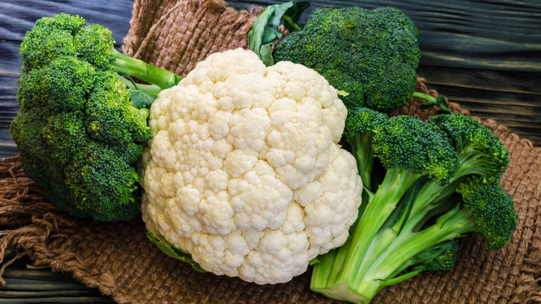 broccoli and cauliflower on brown cloth