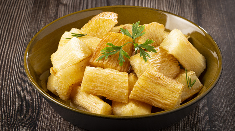 Diced and fried cassava