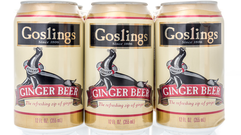 Cans of Golsings ginger beer