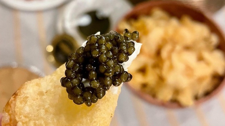 Caviar close-up on chip