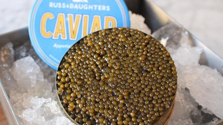 Tin of caviar on ice