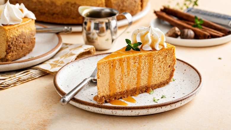 Slice of pumpkin cheesecake