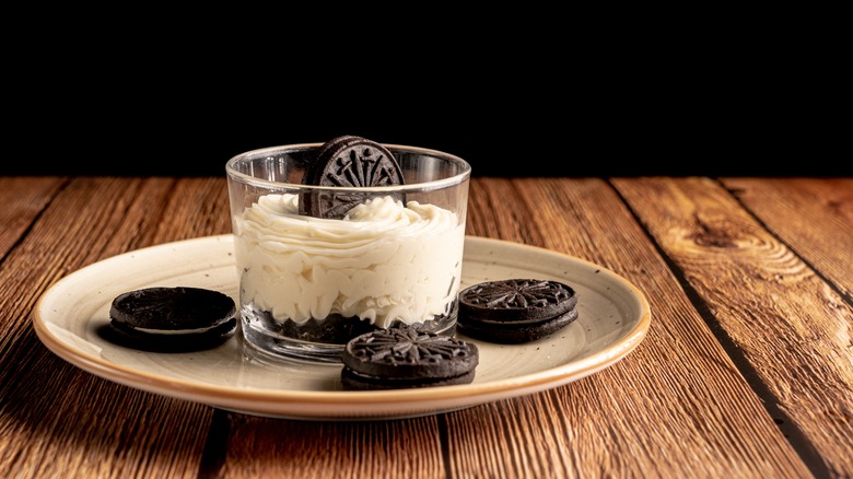 Bowl of mascarpone cheese with Oreos