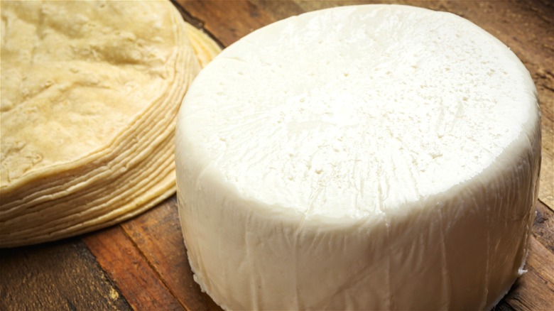 Queso fresco cheese and tortillas