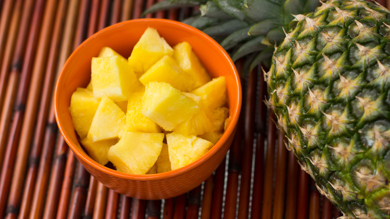 Bowl of pineapple chunks