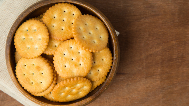 Bowl of salted crackers