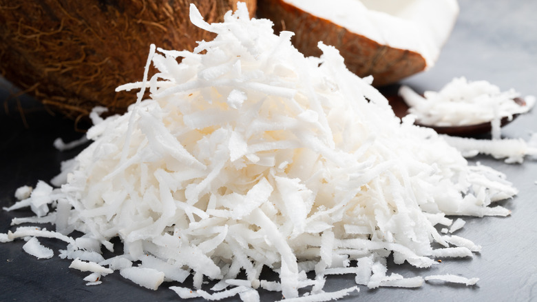 Pile of shredded coconut