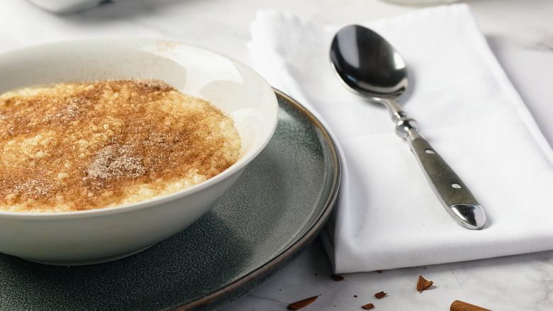 Grits with cinnamon in bowl