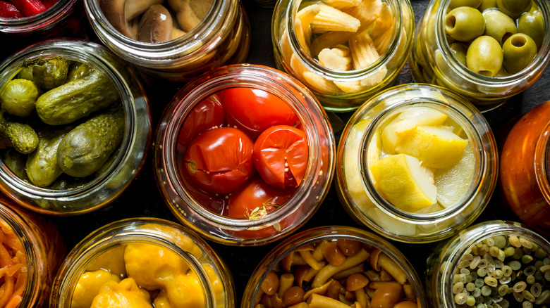 pickled vegetables in jars