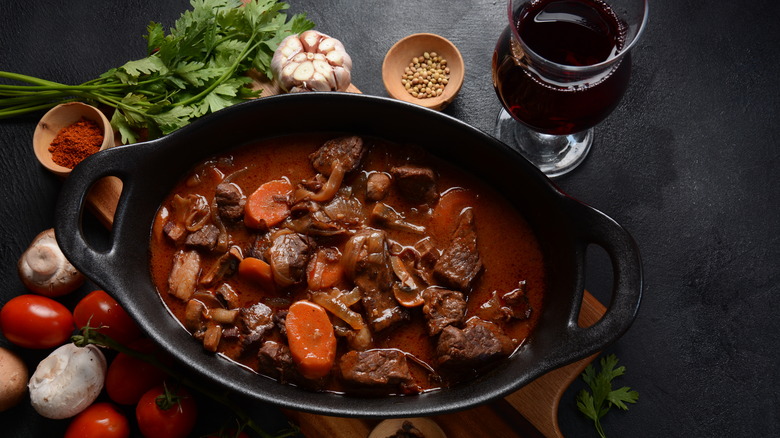 beef stew and wine