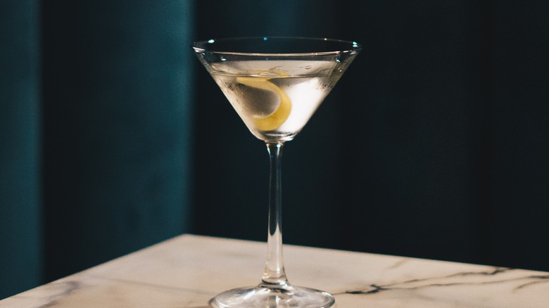 a martini on the bar