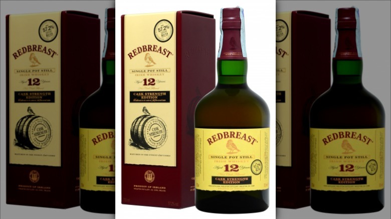 Bottle of Redbreast 12 Year Old Cask Strength whiskey