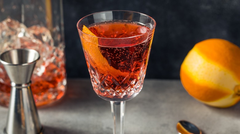 Negroni sbagliato with orange rind